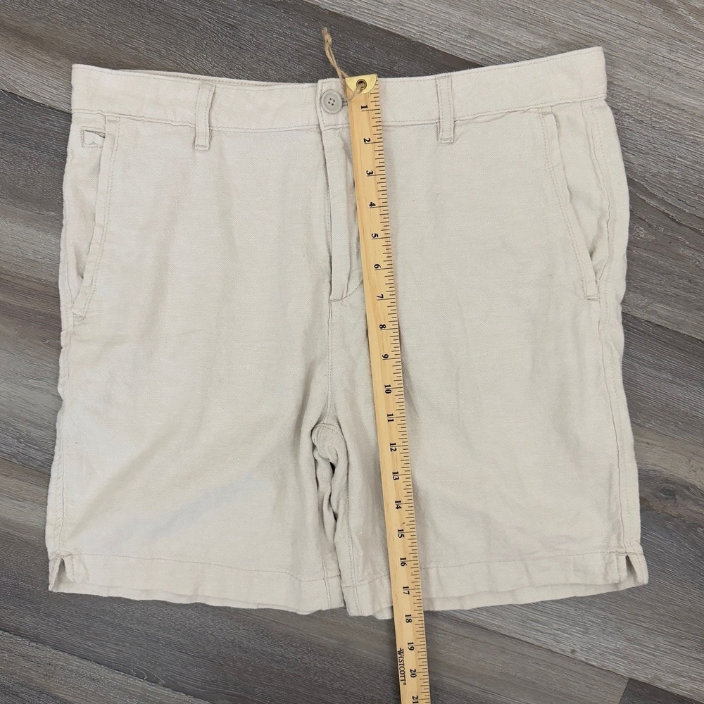 Zara Linen Cotton Bermuda Chino Shorts Oatmeal Beige Relaxed Fit Men's Size 32 - Picture 5 of 10